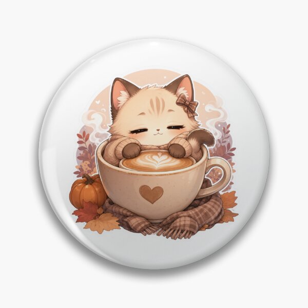 Item preview, Latte the Cozy Café Cat – Kawaii Sticker designed and sold by GiggleGlyphsX.