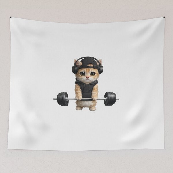 Item preview, Cute Gym Kitten Deadlift Beast Mode Workout Cat designed and sold by Digistore1221.