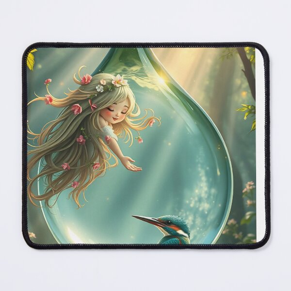 Item preview, Forest Fairy in a Glass Bubble Reaching Toward a Colorful Bird in Magical Light designed and sold by LisaMise.