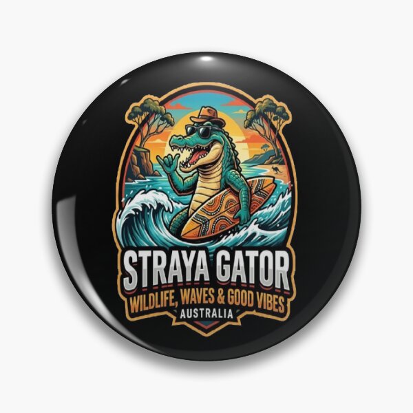 Item preview, Straya Gator Australian Surf Retro Badge designed and sold by MAJCO-ART.