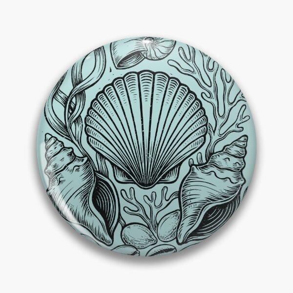 Item preview, Linocut Seashells Seaweeds Vintage Ocean Beach Vacation designed and sold by Y-Vibes.