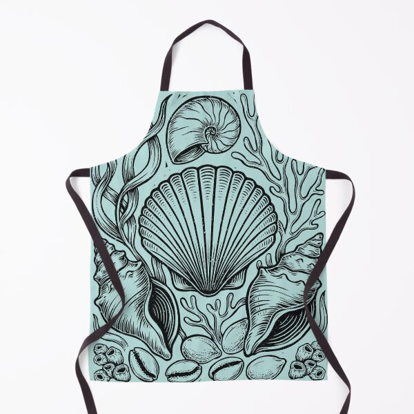Item preview, Linocut Seashells Seaweeds Vintage Ocean Beach Vacation designed and sold by Y-Vibes.