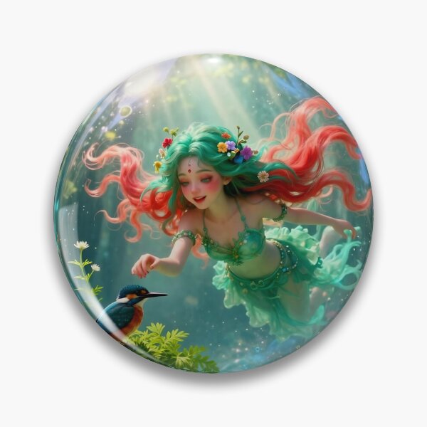 Item preview, Forest Fairy in a Glass Bubble Reaching Toward a Colorful Bird in Magical Light designed and sold by LisaMise.