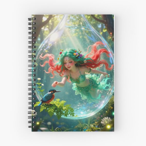 Item preview, Forest Fairy in a Glass Bubble Reaching Toward a Colorful Bird in Magical Light designed and sold by LisaMise.