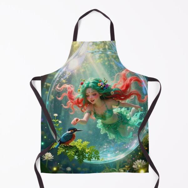 Item preview, Forest Fairy in a Glass Bubble Reaching Toward a Colorful Bird in Magical Light designed and sold by LisaMise.