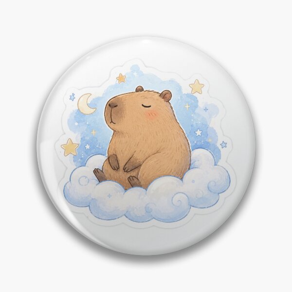 Item preview, Dreamy Capybara Sitting on Cloud Kawaii Pastel Sticker designed and sold by flyowers.