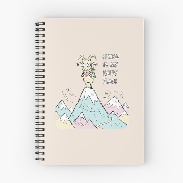 Item preview, "Hiking Is My Happy Place" Funny Mountain Goat Outdoors Art designed and sold by Cipher & Soul.