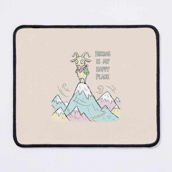 Item preview, "Hiking Is My Happy Place" Funny Mountain Goat Outdoors Art designed and sold by Cipher & Soul.