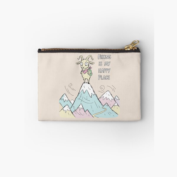 Item preview, "Hiking Is My Happy Place" Funny Mountain Goat Outdoors Art designed and sold by Cipher & Soul.