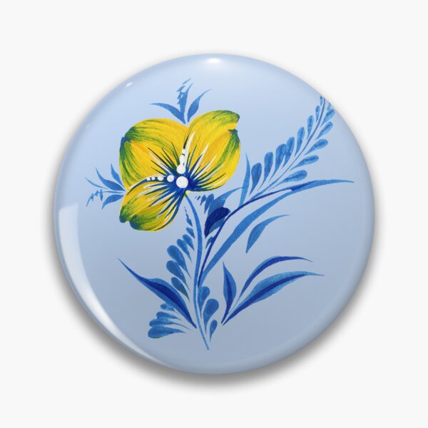 Item preview, Blue-yellow flower, Ukraine art, Petrykivka style, author's drawing designed and sold by Sunflower-7.