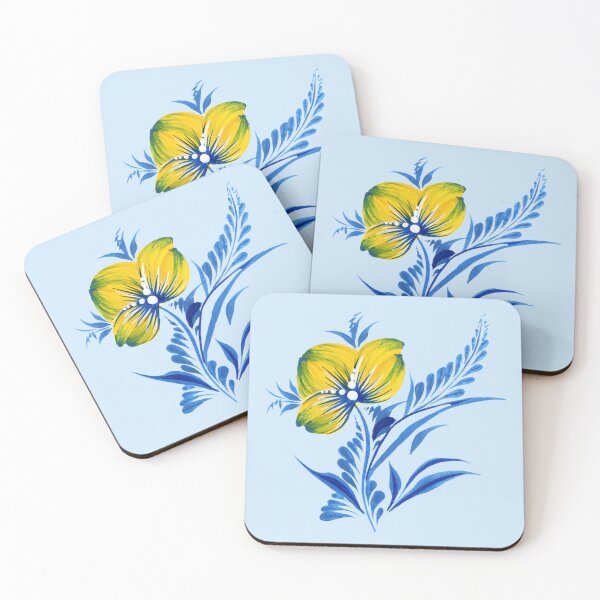 Item preview, Blue-yellow flower, Ukraine art, Petrykivka style, author's drawing designed and sold by Sunflower-7.