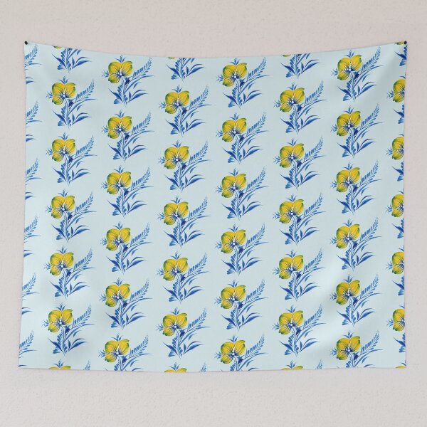 Item preview, Blue-yellow flower, Ukraine art, Petrykivka style, author's drawing designed and sold by Sunflower-7.