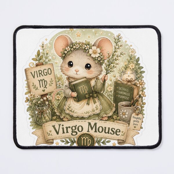 Item preview, Virgo Mouse Sticker | Cute Zodiac Animal Sticker | Astrology Gift designed and sold by CozypagesStudio.