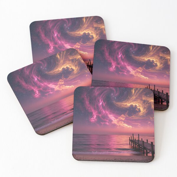 Item preview, Nebula and starry sky on the beach designed and sold by VoidVeilStudio.