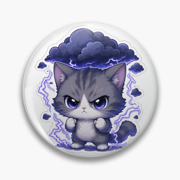 Item preview, Thunderpaws the Moody Storm Cat – Kawaii Sticker designed and sold by GiggleGlyphsX.