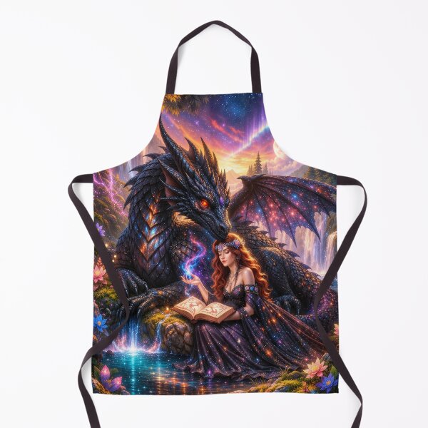 Item preview, Cosmic Dragon and Enchanted Sorceress | Celestial Fantasy Magic Art designed and sold by DrakariArt.
