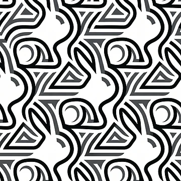 Artwork thumbnail, Hidden Rabbit Pattern | Clever Negative Space Design by Rovano