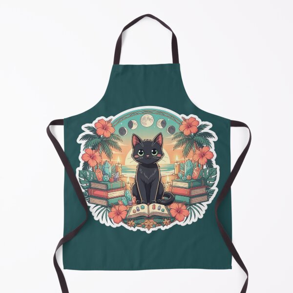 Item preview, Mystical Black Cat Witch Aesthetic Crystal Moon Phases Tropical Sticker designed and sold by XXVSHIRT.