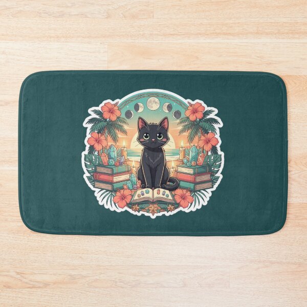 Item preview, Mystical Black Cat Witch Aesthetic Crystal Moon Phases Tropical Sticker designed and sold by XXVSHIRT.