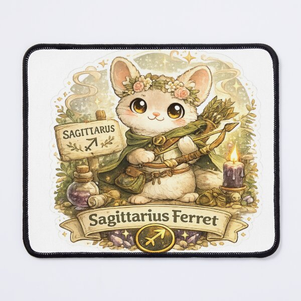 Item preview, Sagittarius Ferret Sticker | Cute Zodiac Animal Sticker | Astrology Gift designed and sold by CozypagesStudio.