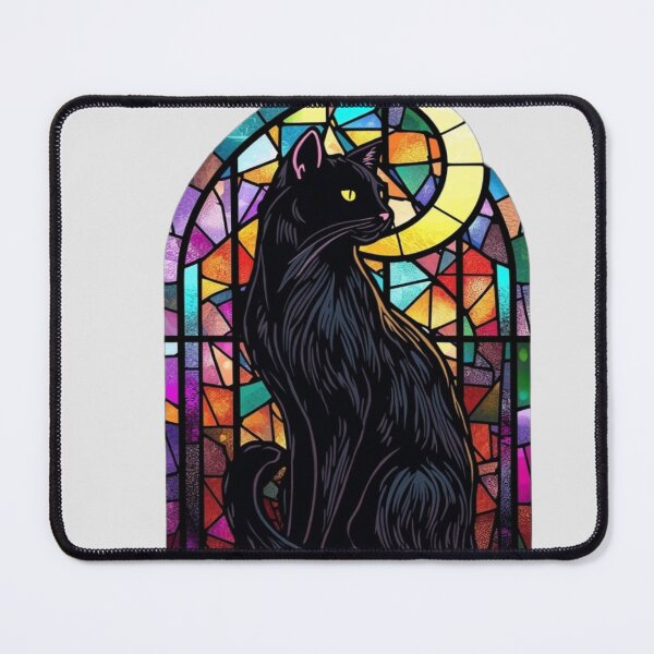 Item preview, Black Cat Stained Glass Moon Art designed and sold by ItzLacarth.