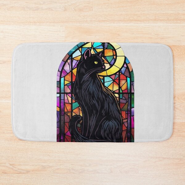 Item preview, Black Cat Stained Glass Moon Art designed and sold by ItzLacarth.