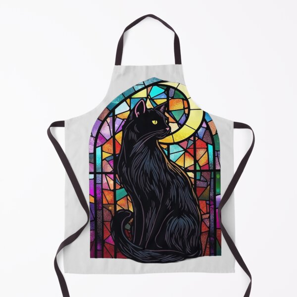 Item preview, Black Cat Stained Glass Moon Art designed and sold by ItzLacarth.