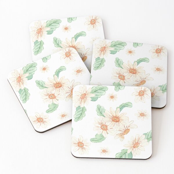Item preview, Elegant pattern with daisies in clusters and green leaves designed and sold by Lubakeep-art.