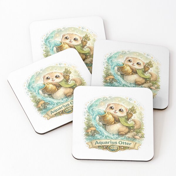 Item preview, Aquarius Otter Sticker | Cute Zodiac Animal Sticker | Astrology Gift designed and sold by CozypagesStudio.