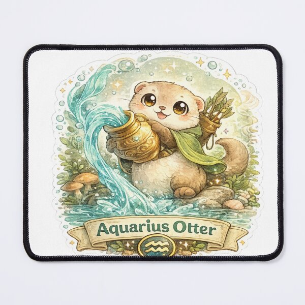 Item preview, Aquarius Otter Sticker | Cute Zodiac Animal Sticker | Astrology Gift designed and sold by CozypagesStudio.