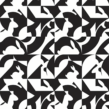 Artwork thumbnail, Hidden Rabbit Optical Illusion Pattern | Clever Negative Space Design by Rovano