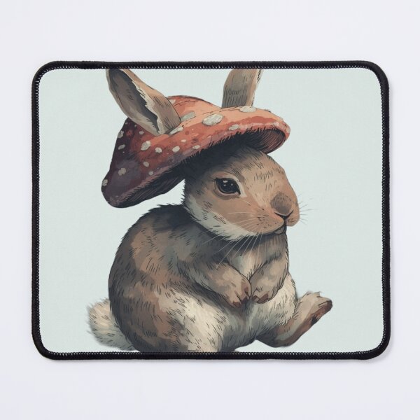 Item preview, Cute Bunny Wearing Mushroom Hat Art designed and sold by ItzLacarth.
