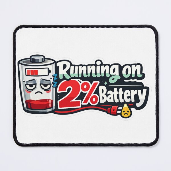 Item preview, Running on 2% Battery Sticker | Funny Low Energy Sticker | Cute Introvert Humor designed and sold by CozypagesStudio.