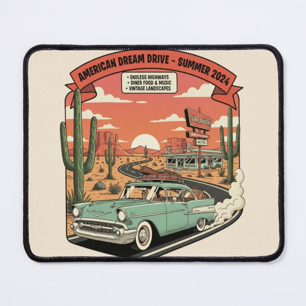 Item preview, American Dream Drive Summer Vintage Road Trip Retro Car Desert Adventure Design designed and sold by ObsidianUruk.