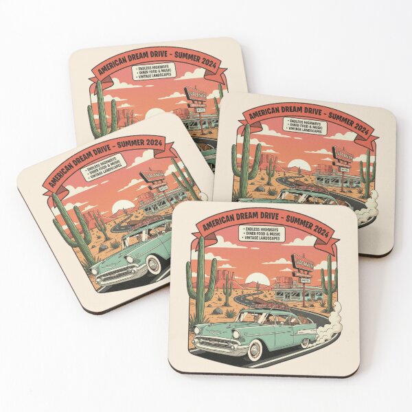 Item preview, American Dream Drive Summer Vintage Road Trip Retro Car Desert Adventure Design designed and sold by ObsidianUruk.