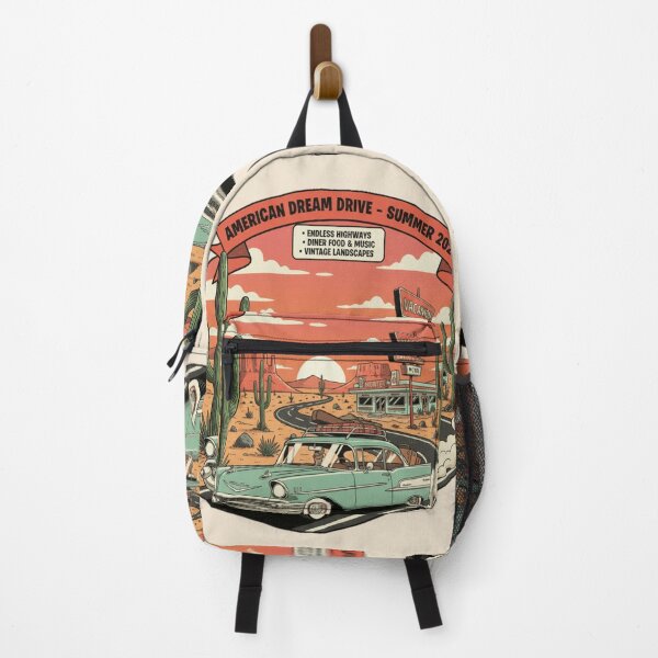 Item preview, American Dream Drive Summer Vintage Road Trip Retro Car Desert Adventure Design designed and sold by ObsidianUruk.