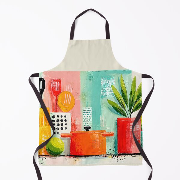 Item preview, Kitchen Countertop Harmony - Colorful Utensils Fresh Greenery and Vibrant Geometric Style designed and sold by OlfactoART Studio.