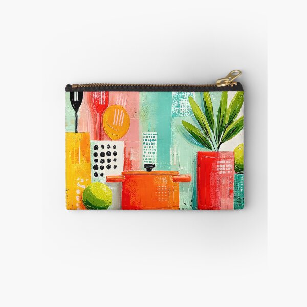 Item preview, Kitchen Countertop Harmony - Colorful Utensils Fresh Greenery and Vibrant Geometric Style designed and sold by OlfactoART Studio.