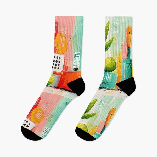 Item preview, Kitchen Countertop Harmony - Colorful Utensils Fresh Greenery and Vibrant Geometric Style designed and sold by OlfactoART Studio.