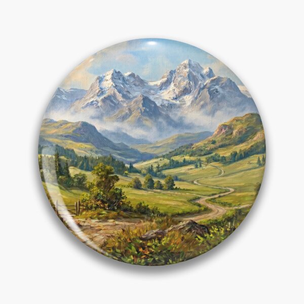 Item preview, Cozy Alpine Mountain Landscape | Digital Oil Painting designed and sold by CMY Designs.