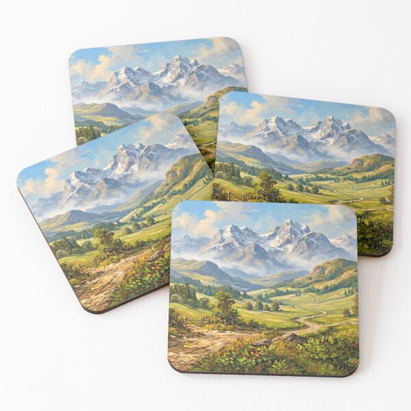 Item preview, Cozy Alpine Mountain Landscape | Digital Oil Painting designed and sold by CMY Designs.