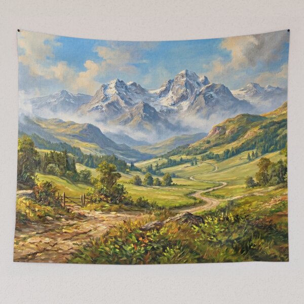 Item preview, Cozy Alpine Mountain Landscape | Digital Oil Painting designed and sold by CMY Designs.