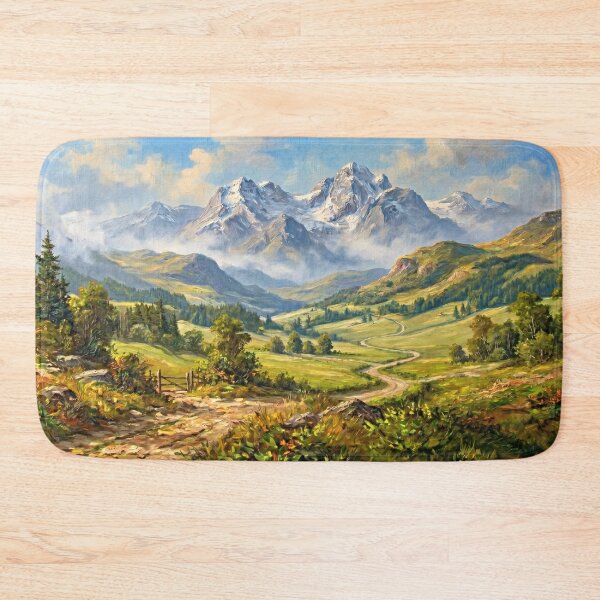 Item preview, Cozy Alpine Mountain Landscape | Digital Oil Painting designed and sold by CMY Designs.