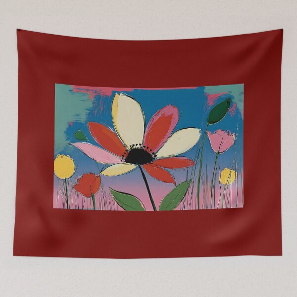 Item preview, Flowers Beneath a Painted Sky - Vibrant Blooms Glowing with Color Light and Joy designed and sold by OlfactoART Studio.