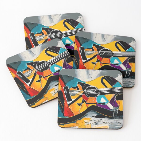 Item preview, Guitar in Geometric Harmony - Bold Abstract Shapes and Vibrant Musical Color designed and sold by OlfactoART Studio.