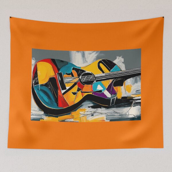 Item preview, Guitar in Geometric Harmony - Bold Abstract Shapes and Vibrant Musical Color designed and sold by OlfactoART Studio.