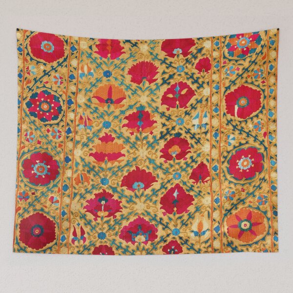 Item preview, Uzbek Bukhara Suzani Antique Embroidery Print designed and sold by Vicky Brago-Mitchell®.