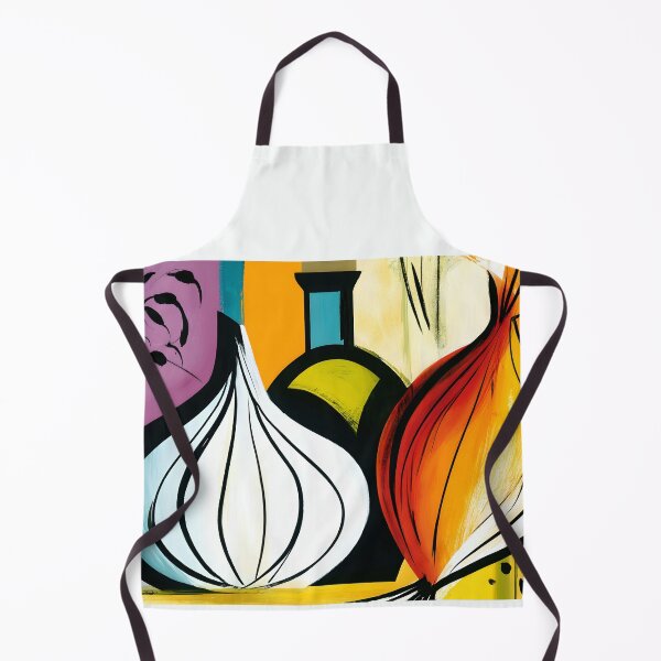 Item preview, Mediterranean Pantry Mosaic - Onions Garlic and Olive Oil in Bold Abstract Color designed and sold by OlfactoART Studio.