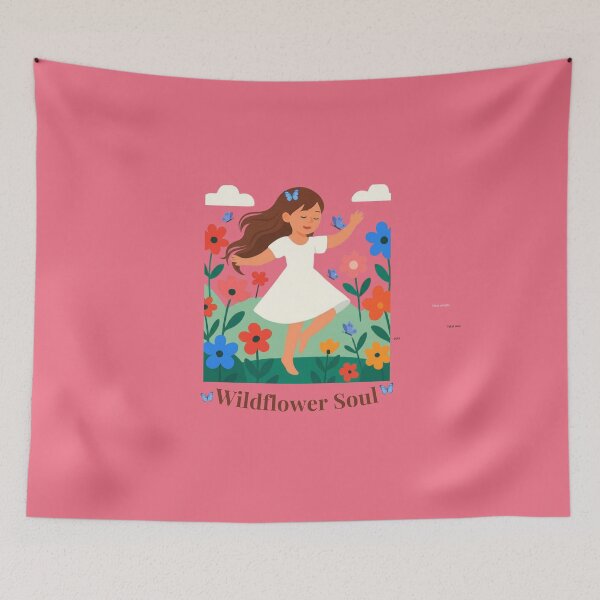 Item preview, Wildflower Soul – Girl Dancing Among Flowers designed and sold by BCapybara.