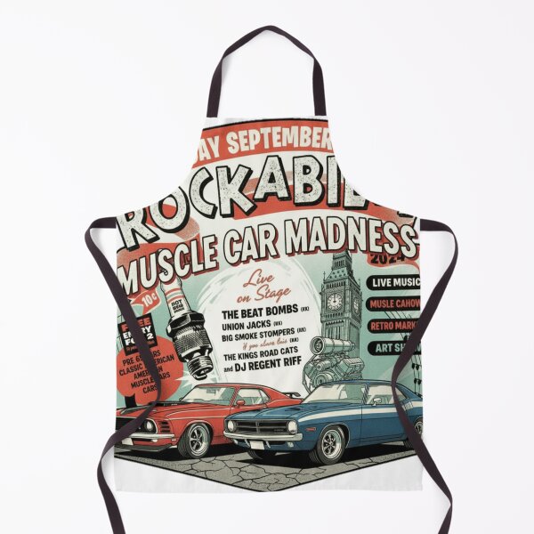 Item preview, Rockabilly Muscle Car Madness Vintage American Muscle Cars Retro Car Show Design designed and sold by ObsidianUruk.